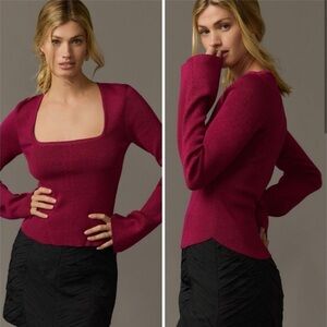 Maeve by Anthropologie Berry Knit Top